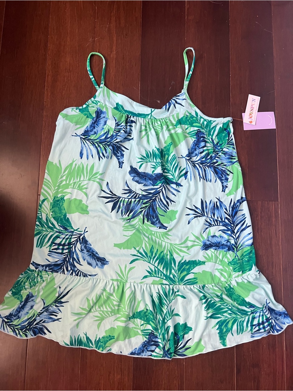 Joyspun Summer Palm Tree Nightgown Chemise Green Purple Palms NWT L